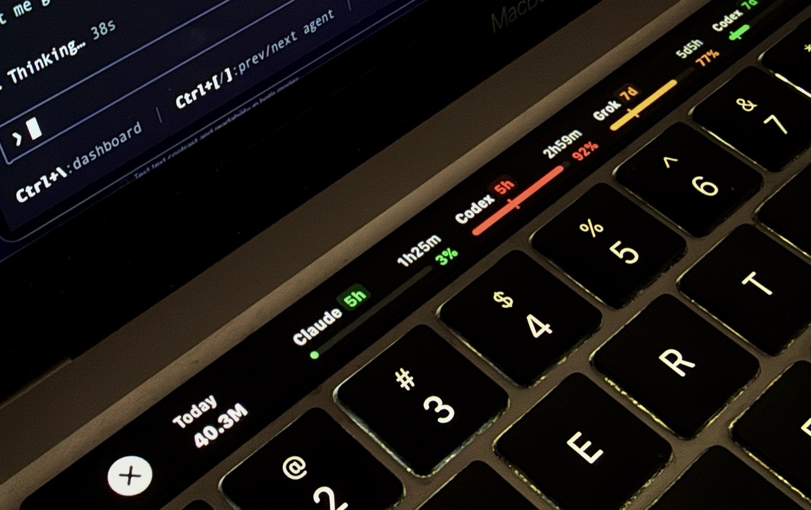 TokenBar running on a MacBook Pro